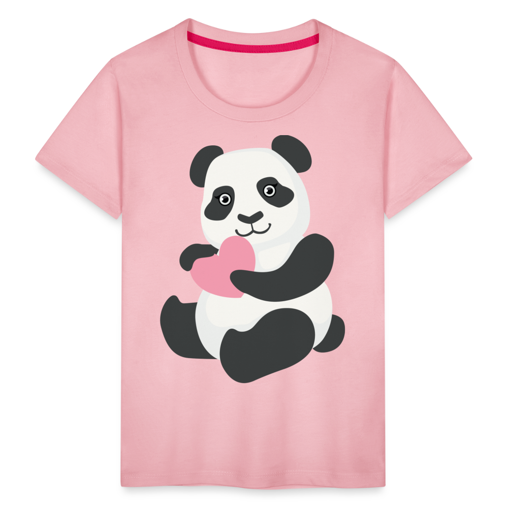 Kinder Premium T-Shirt - Panda mit Herz - Hellrosa