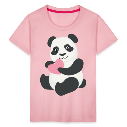 Kinder Premium T-Shirt - Panda mit Herz - Hellrosa