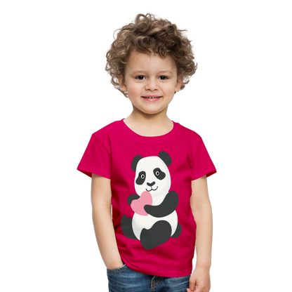 Kinder Premium T-Shirt - Panda mit Herz - dunkles Pink