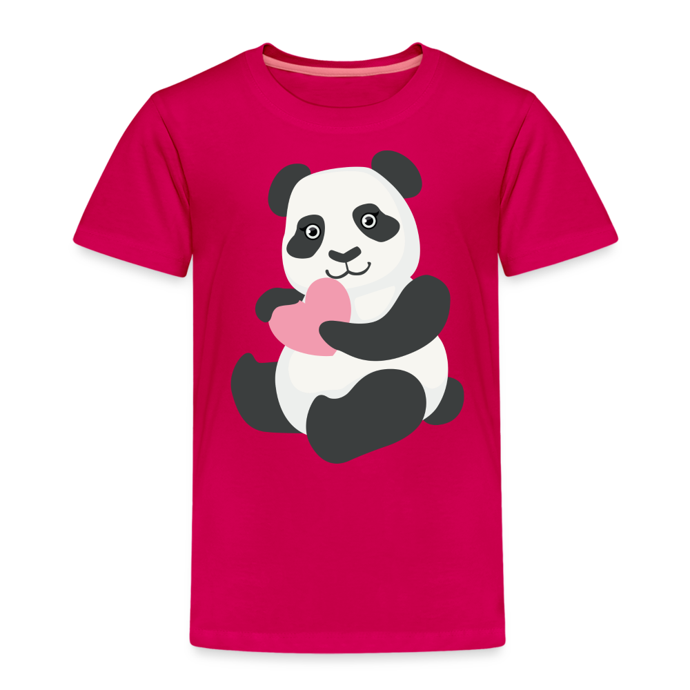 Kinder Premium T-Shirt - Panda mit Herz - dunkles Pink