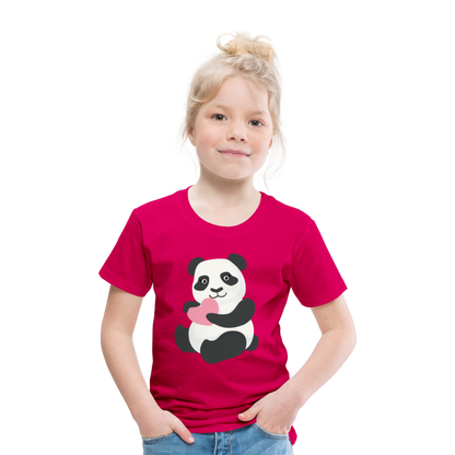 Kinder Premium T-Shirt - Panda mit Herz - dunkles Pink