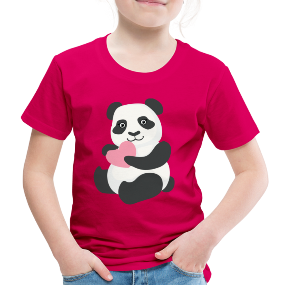 Kinder Premium T-Shirt - Panda mit Herz - dunkles Pink