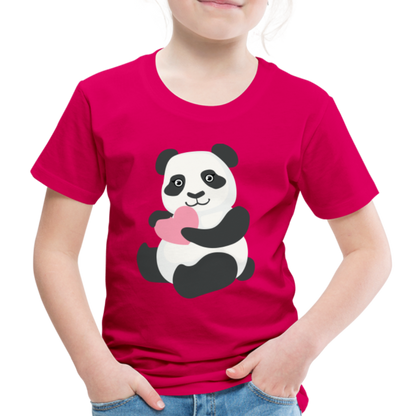 Kinder Premium T-Shirt - Panda mit Herz - dunkles Pink