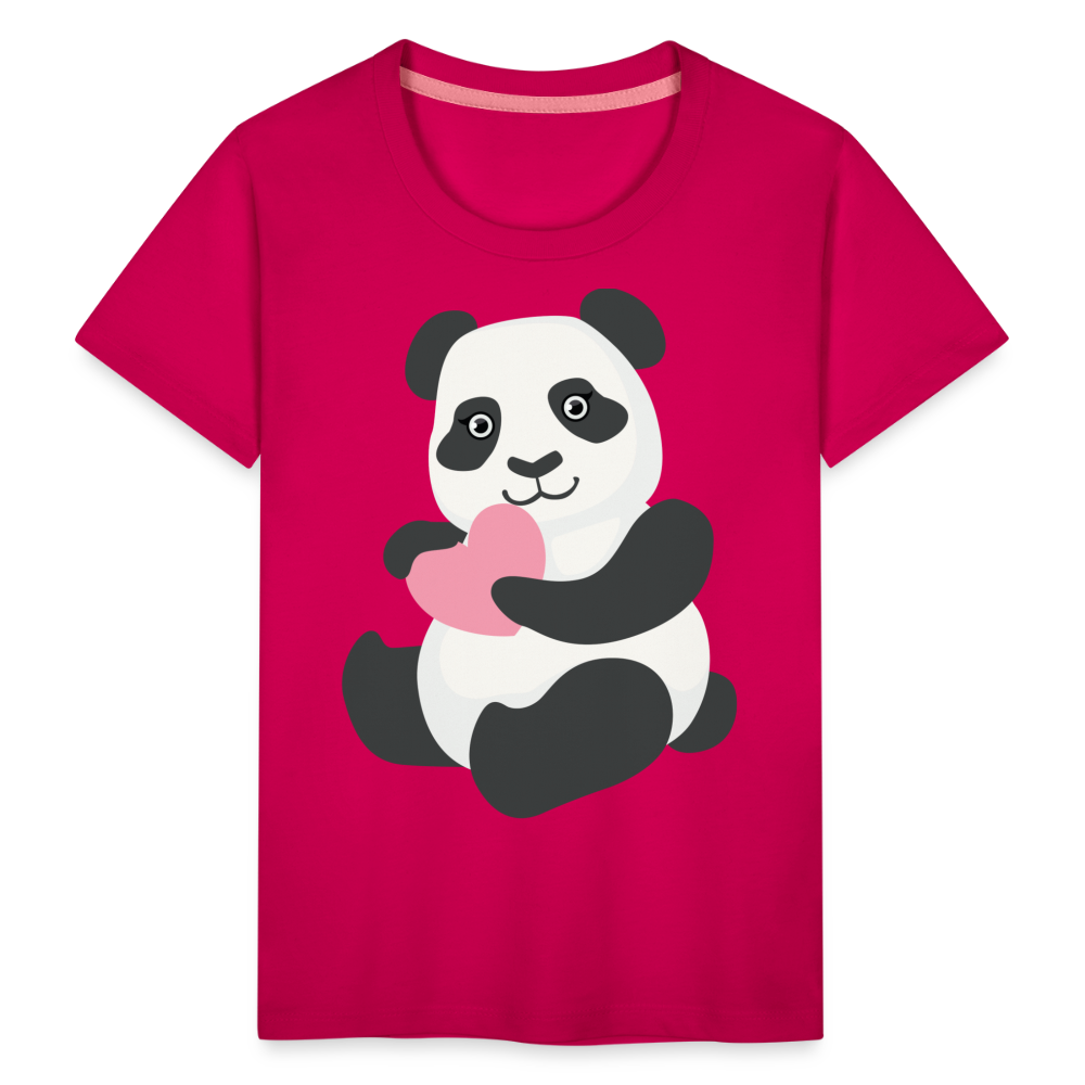 Kinder Premium T-Shirt - Panda mit Herz - dunkles Pink