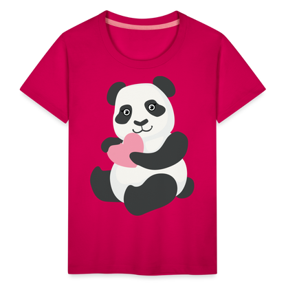 Kinder Premium T-Shirt - Panda mit Herz - dunkles Pink