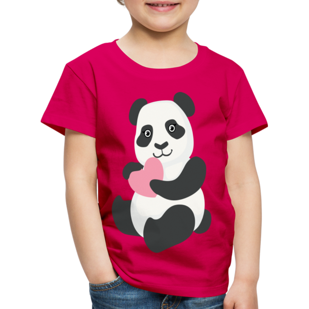 Kinder Premium T-Shirt - Panda mit Herz - dunkles Pink