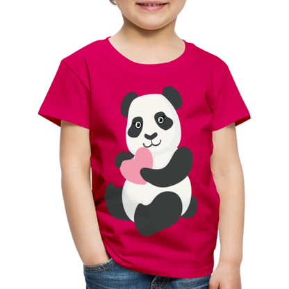 Kinder Premium T-Shirt - Panda mit Herz - dunkles Pink