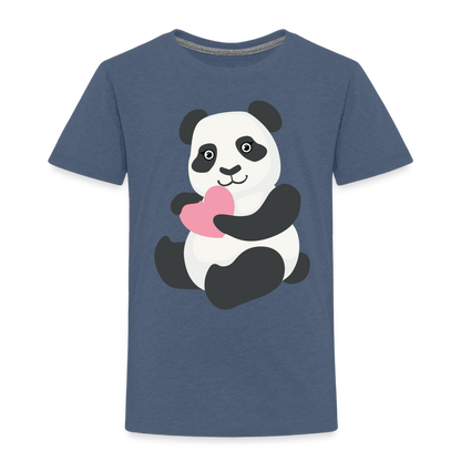 Kinder Premium T-Shirt - Panda mit Herz - Blau meliert