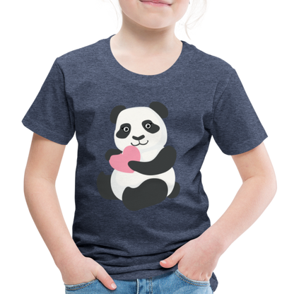 Kinder Premium T-Shirt - Panda mit Herz - Blau meliert