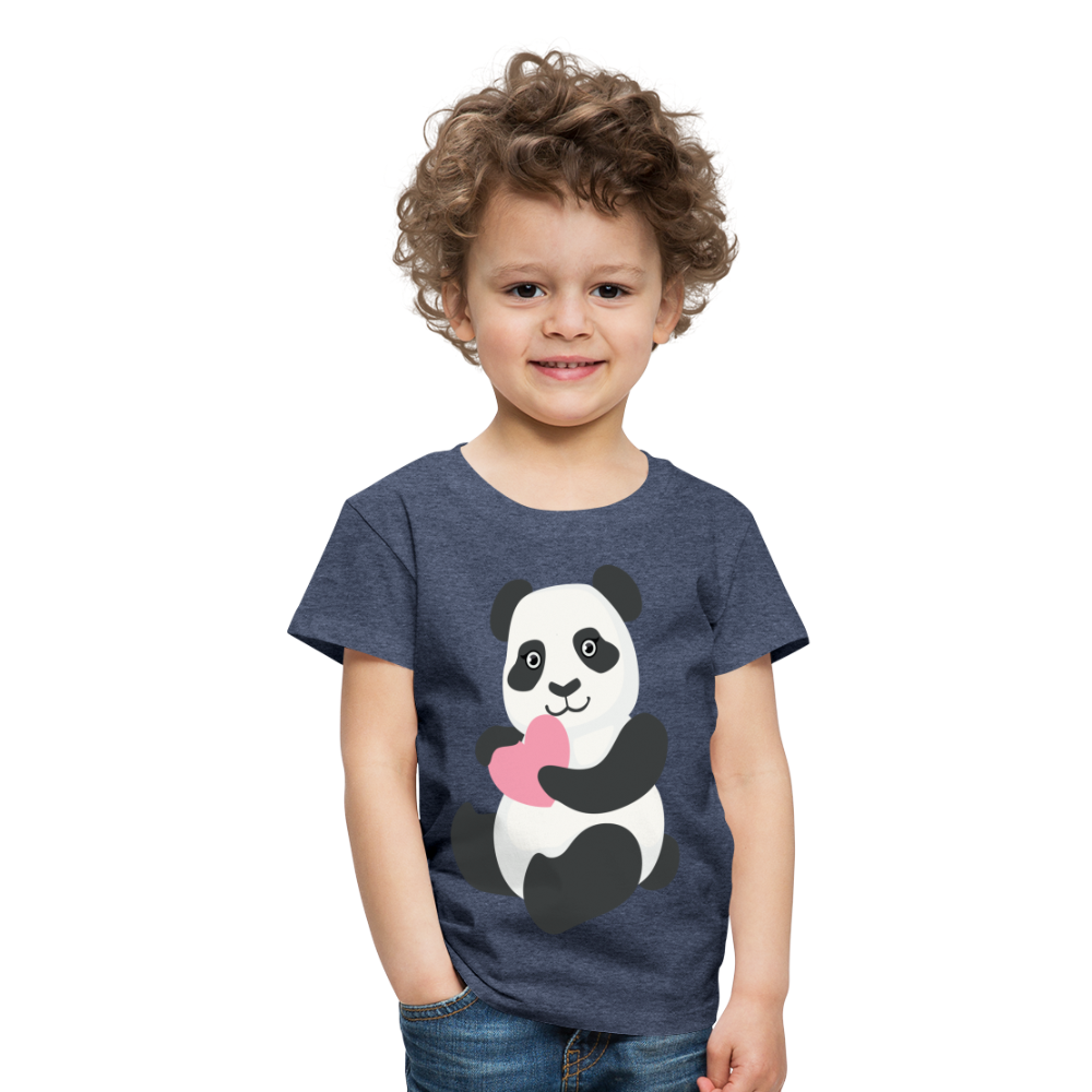 Kinder Premium T-Shirt - Panda mit Herz - Blau meliert