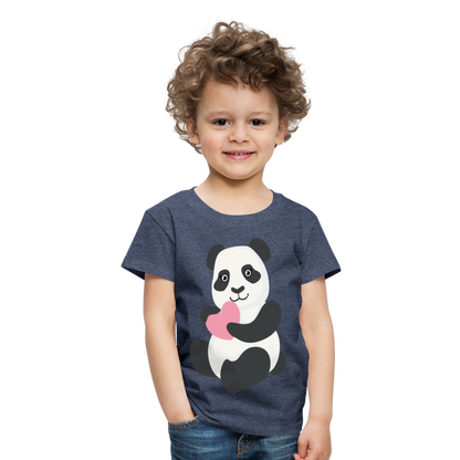 Kinder Premium T-Shirt - Panda mit Herz - Blau meliert