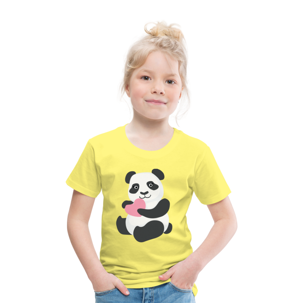 Kinder Premium T-Shirt - Panda mit Herz - Gelb