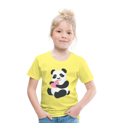 Kinder Premium T-Shirt - Panda mit Herz - Gelb