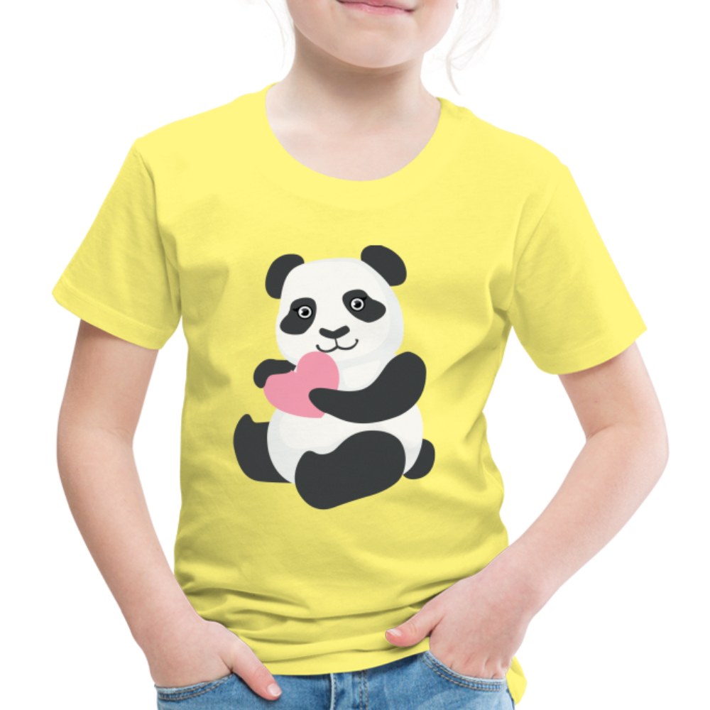 Kinder Premium T-Shirt - Panda mit Herz - Gelb