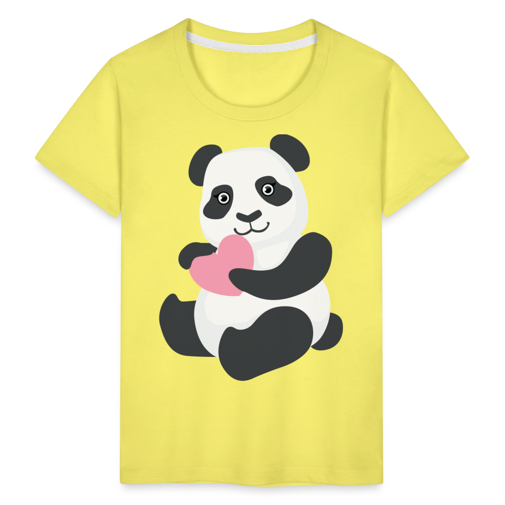 Kinder Premium T-Shirt - Panda mit Herz - Gelb