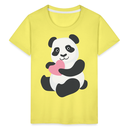 Kinder Premium T-Shirt - Panda mit Herz - Gelb