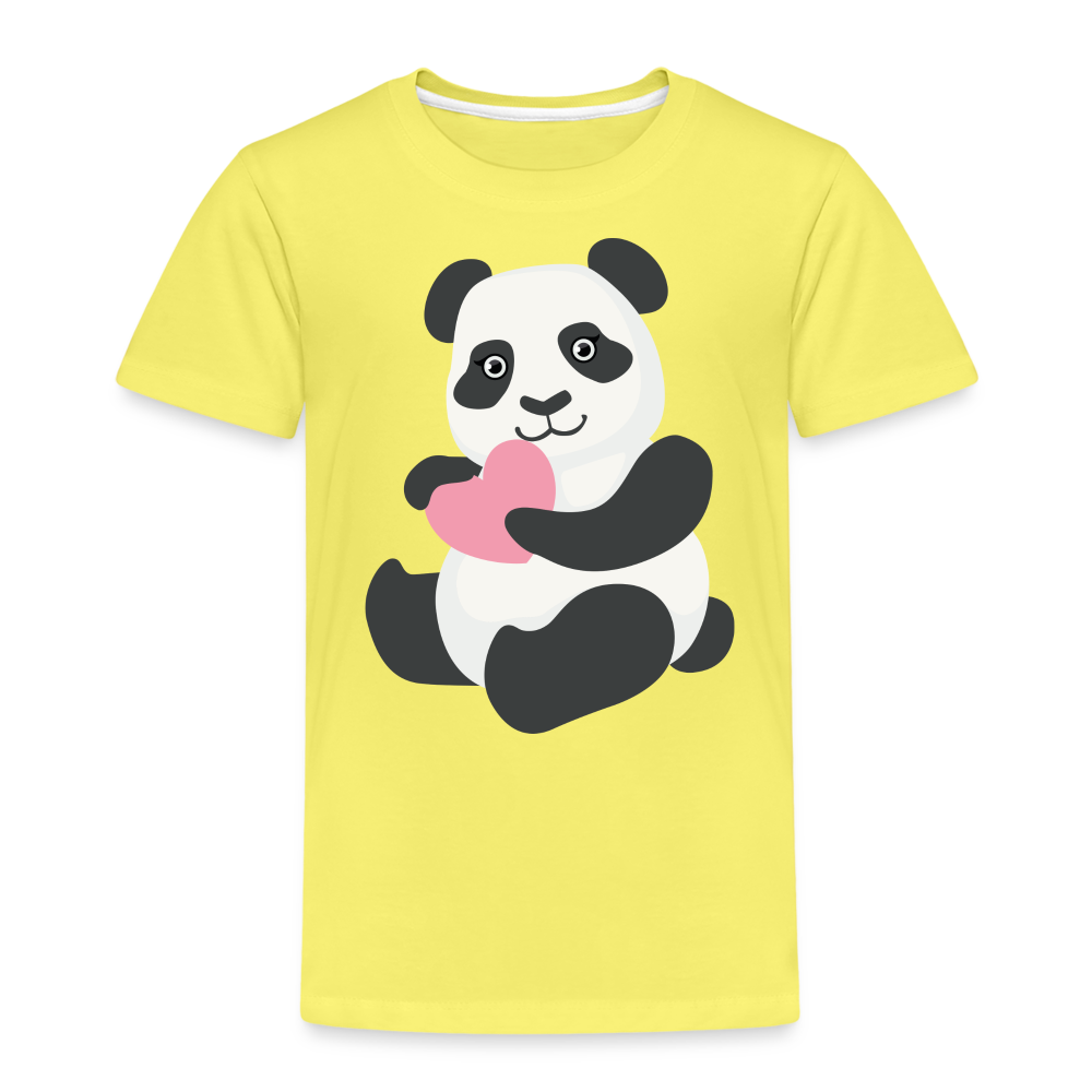 Kinder Premium T-Shirt - Panda mit Herz - Gelb