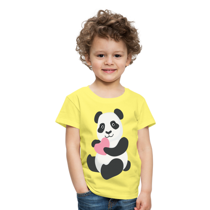 Kinder Premium T-Shirt - Panda mit Herz - Gelb