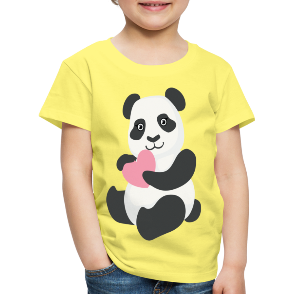 Kinder Premium T-Shirt - Panda mit Herz - Gelb