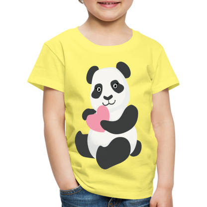 Kinder Premium T-Shirt - Panda mit Herz - Gelb