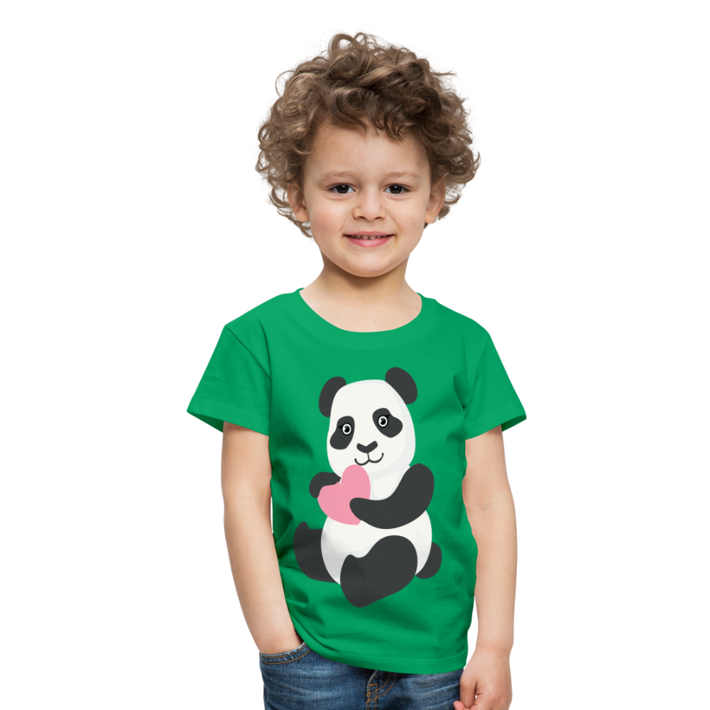 Kinder Premium T-Shirt - Panda mit Herz - Kelly Green