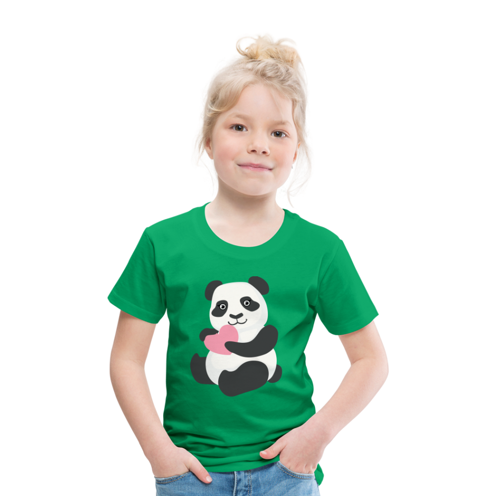 Kinder Premium T-Shirt - Panda mit Herz - Kelly Green