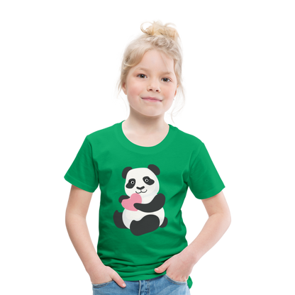 Kinder Premium T-Shirt - Panda mit Herz - Kelly Green