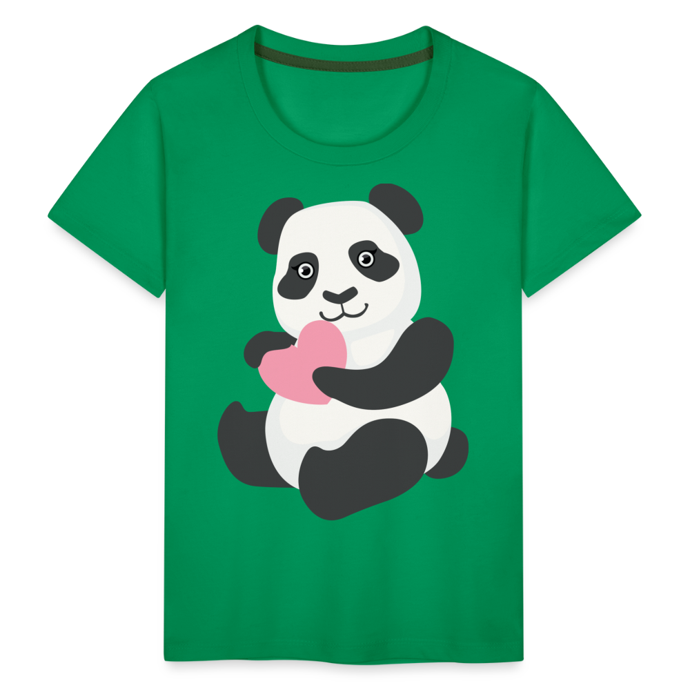 Kinder Premium T-Shirt - Panda mit Herz - Kelly Green