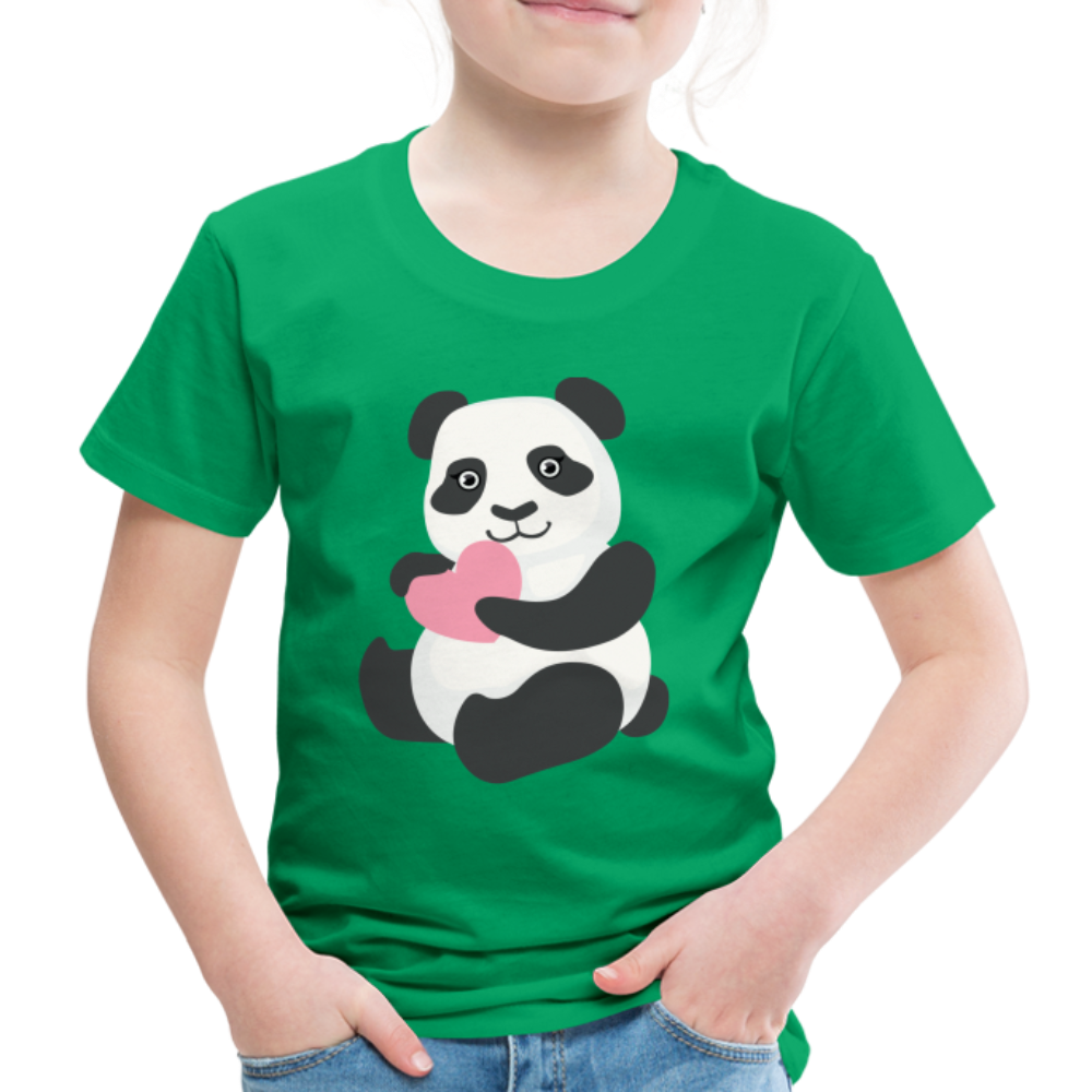 Kinder Premium T-Shirt - Panda mit Herz - Kelly Green