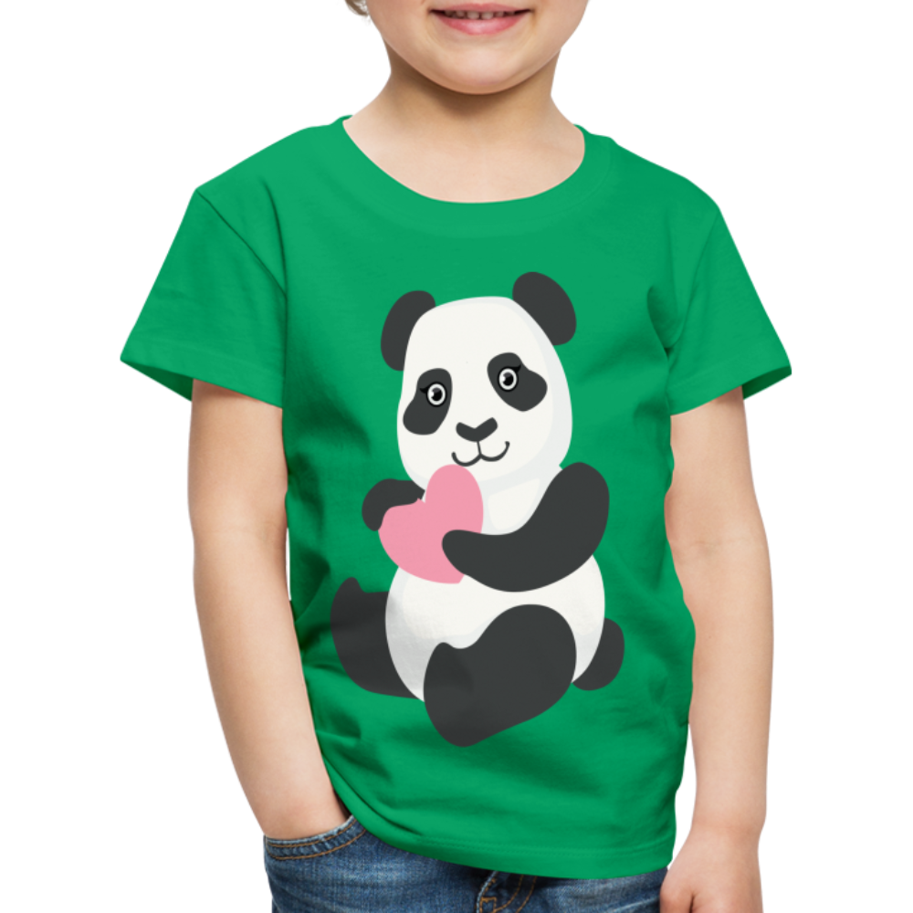 Kinder Premium T-Shirt - Panda mit Herz - Kelly Green