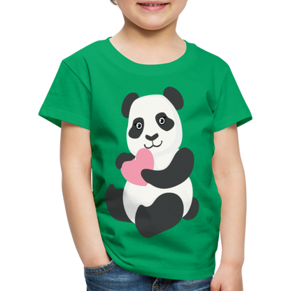 Kinder Premium T-Shirt - Panda mit Herz - Kelly Green