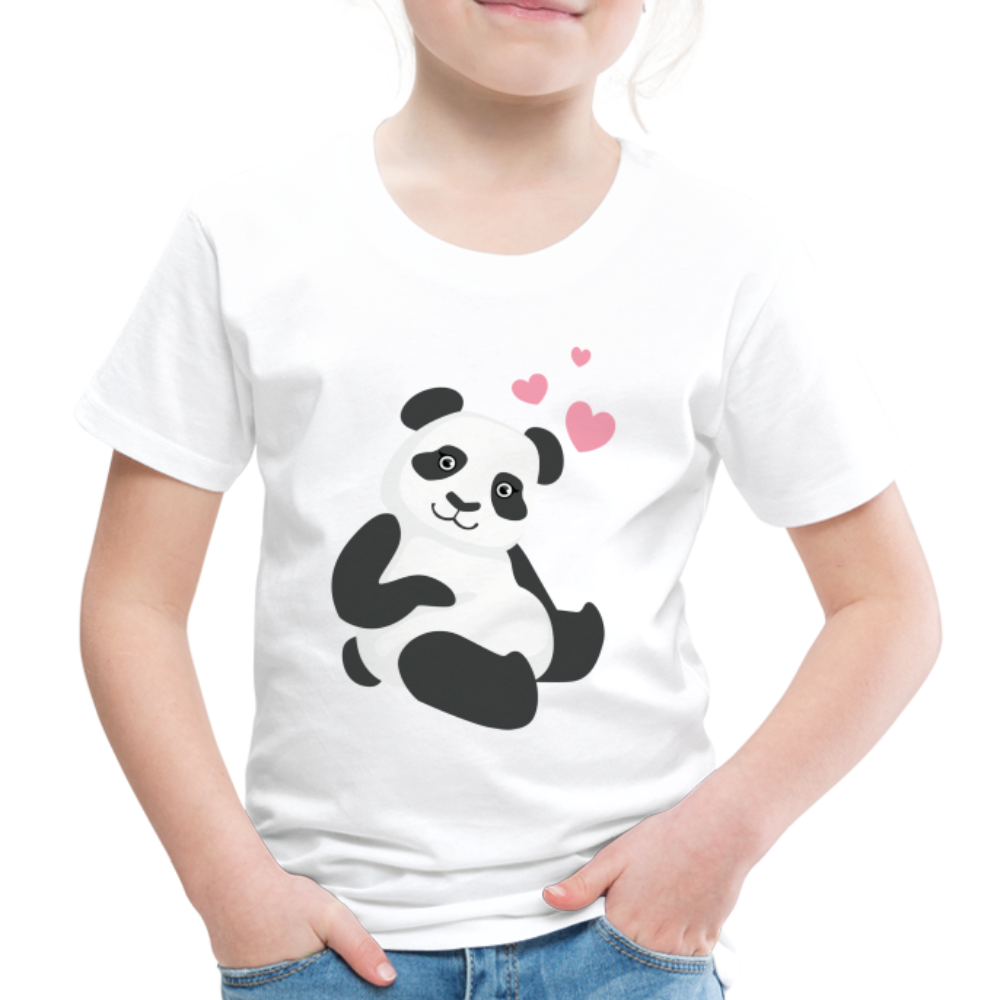 Kinder Premium T-Shirt - Panda mit Herzen über dem Kopf - weiß