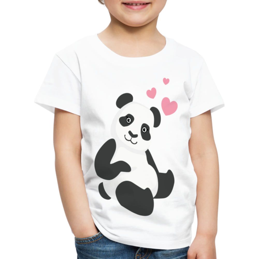 Kinder Premium T-Shirt - Panda mit Herzen über dem Kopf - weiß