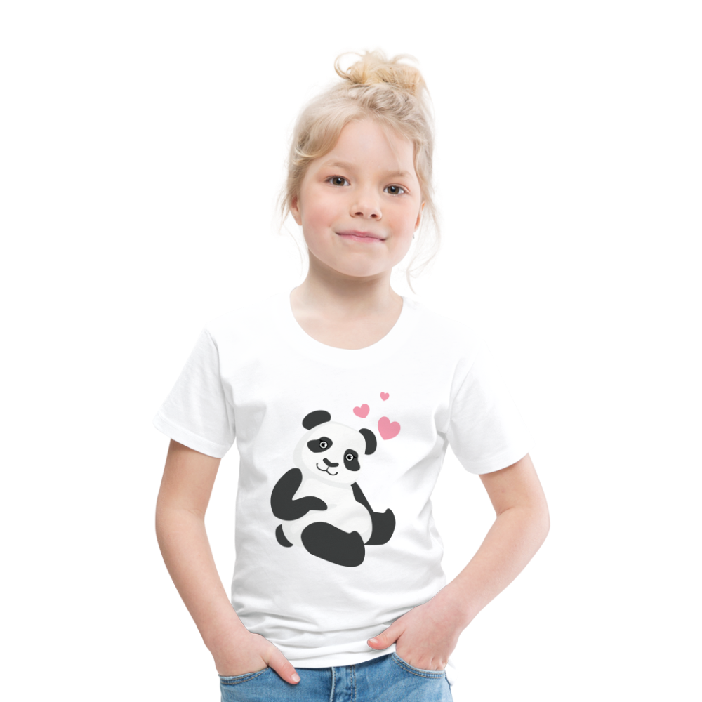 Kinder Premium T-Shirt - Panda mit Herzen über dem Kopf - weiß