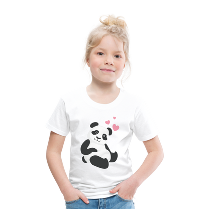 Kinder Premium T-Shirt - Panda mit Herzen über dem Kopf - weiß