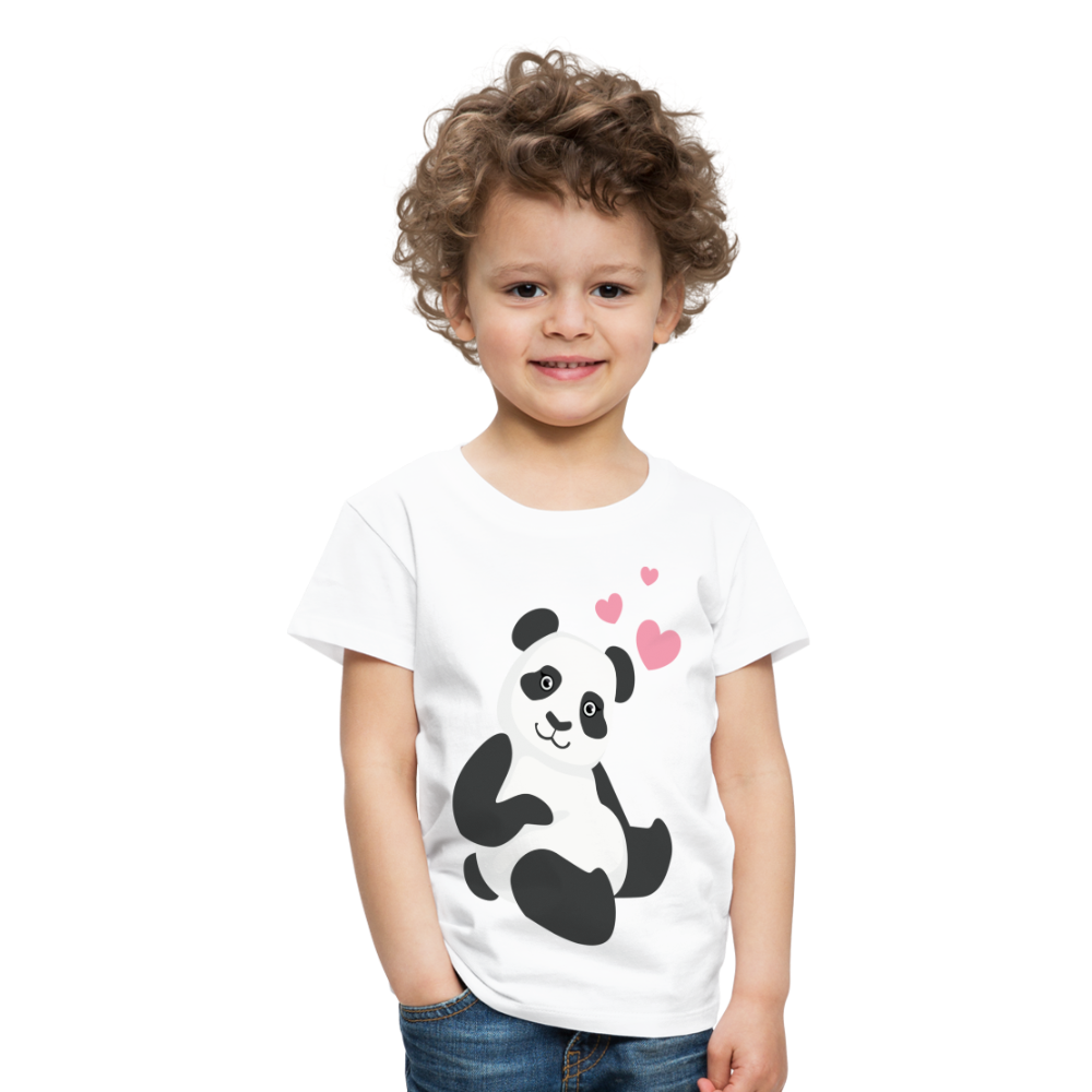 Kinder Premium T-Shirt - Panda mit Herzen über dem Kopf - weiß