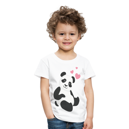 Kinder Premium T-Shirt - Panda mit Herzen über dem Kopf - weiß