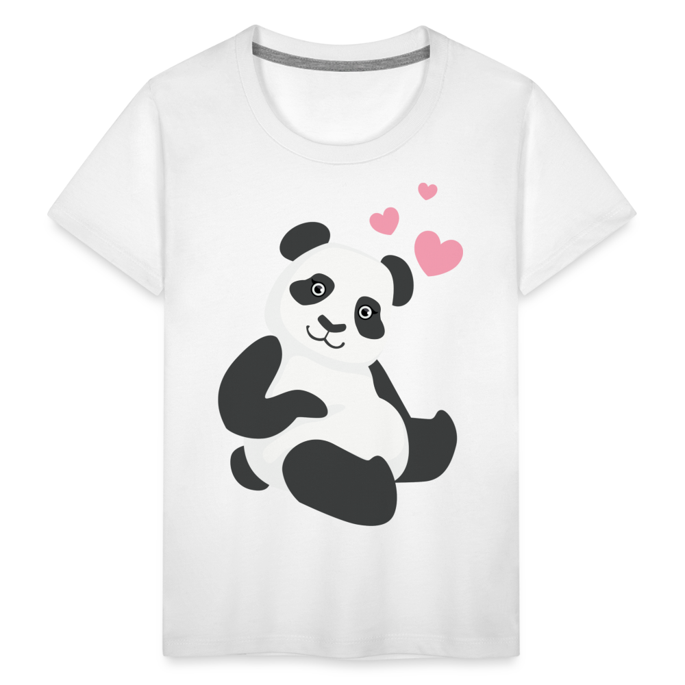 Kinder Premium T-Shirt - Panda mit Herzen über dem Kopf - weiß