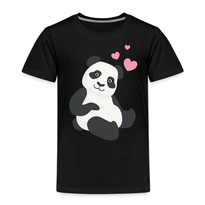 Kinder Premium T-Shirt - Panda mit Herzen über dem Kopf - Schwarz