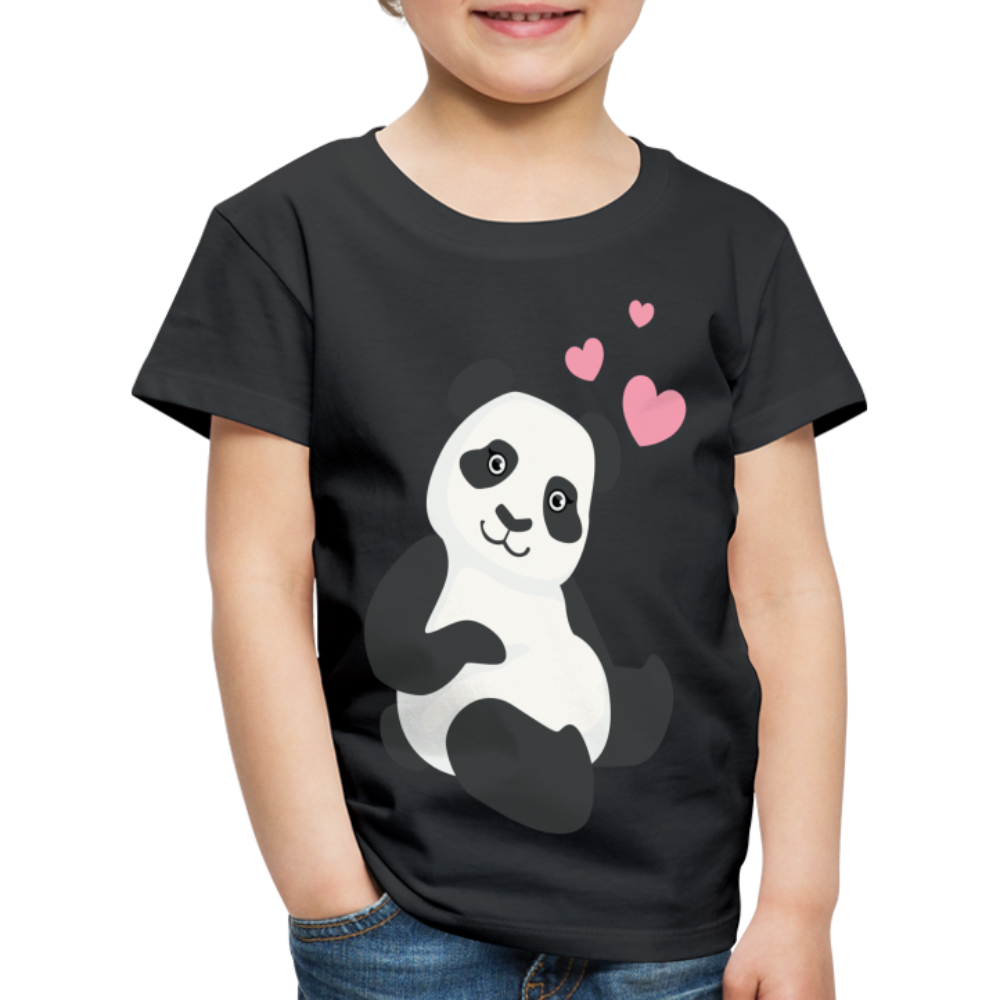 Kinder Premium T-Shirt - Panda mit Herzen über dem Kopf - Schwarz