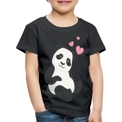 Kinder Premium T-Shirt - Panda mit Herzen über dem Kopf - Schwarz