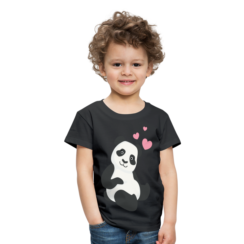 Kinder Premium T-Shirt - Panda mit Herzen über dem Kopf - Schwarz