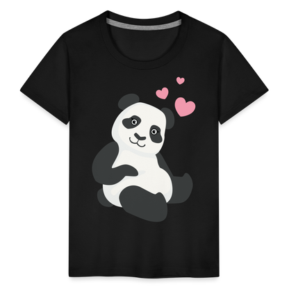 Kinder Premium T-Shirt - Panda mit Herzen über dem Kopf - Schwarz