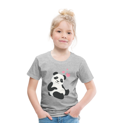 Kinder Premium T-Shirt - Panda mit Herzen über dem Kopf - Grau meliert