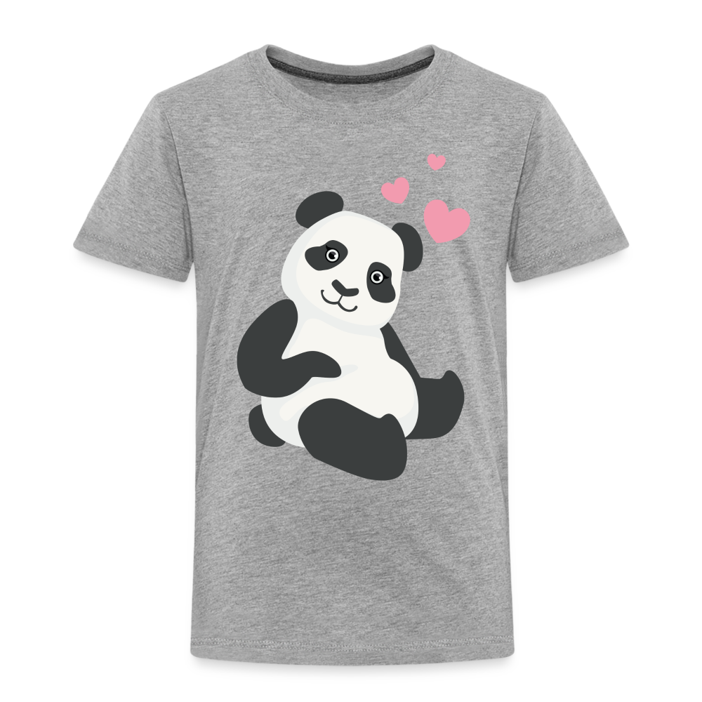 Kinder Premium T-Shirt - Panda mit Herzen über dem Kopf - Grau meliert