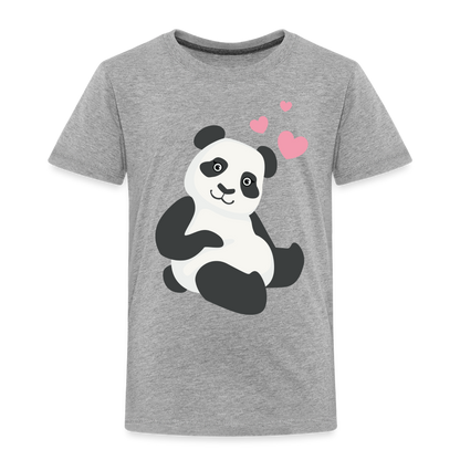 Kinder Premium T-Shirt - Panda mit Herzen über dem Kopf - Grau meliert