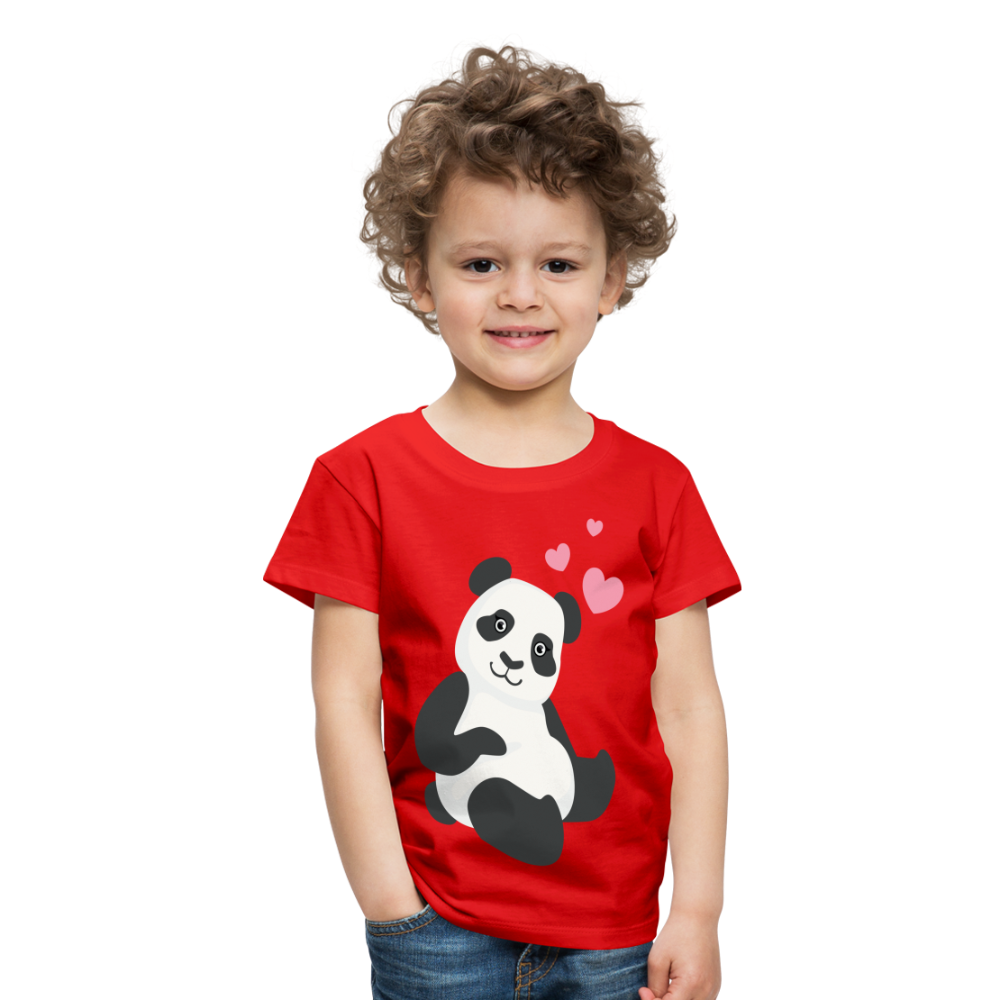 Kinder Premium T-Shirt - Panda mit Herzen über dem Kopf - Rot