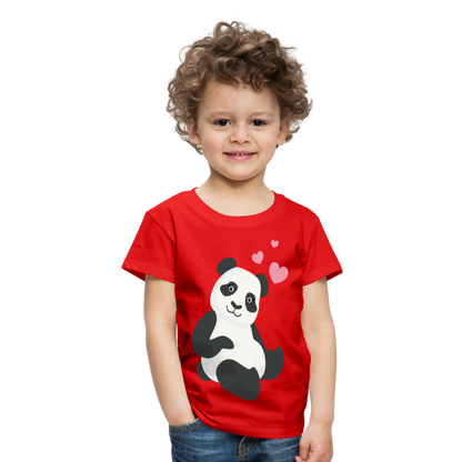 Kinder Premium T-Shirt - Panda mit Herzen über dem Kopf - Rot