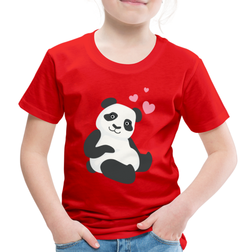 Kinder Premium T-Shirt - Panda mit Herzen über dem Kopf - Rot