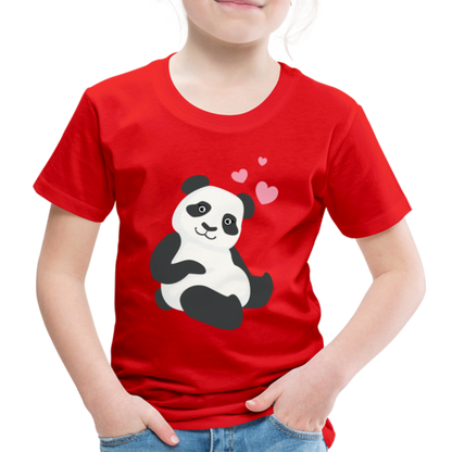 Kinder Premium T-Shirt - Panda mit Herzen über dem Kopf - Rot